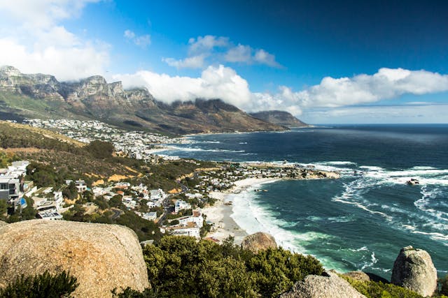 cape town city view nature mountains sea