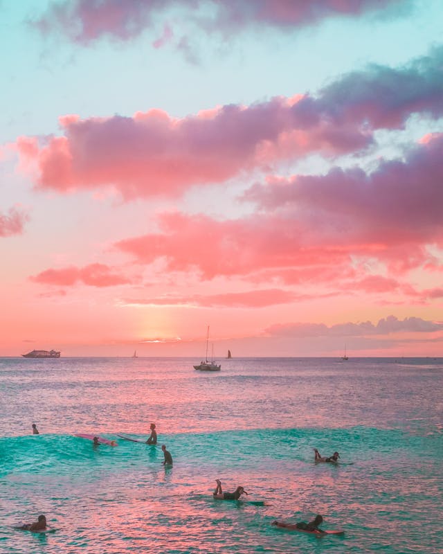 hawaii surf sea sunset honolulu