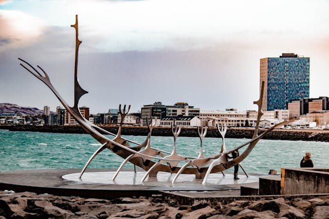 reykjavik boat sculpture city sea