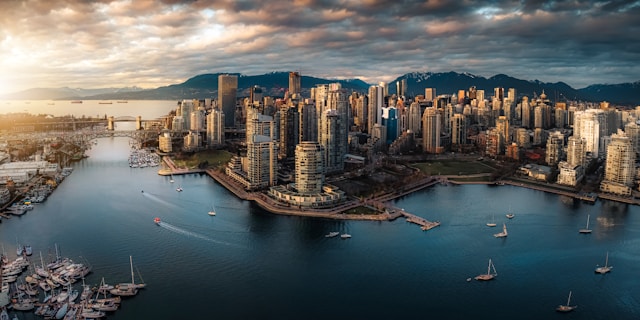 vancouver canada city mountains view